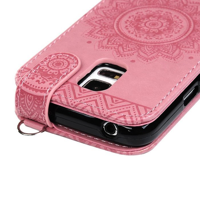 Badalink Galaxy S5 Mini Up-Down Open Folio Flip Case Kickstand Vertical PU Leather Embossed Totem Magnetic Snap... N65