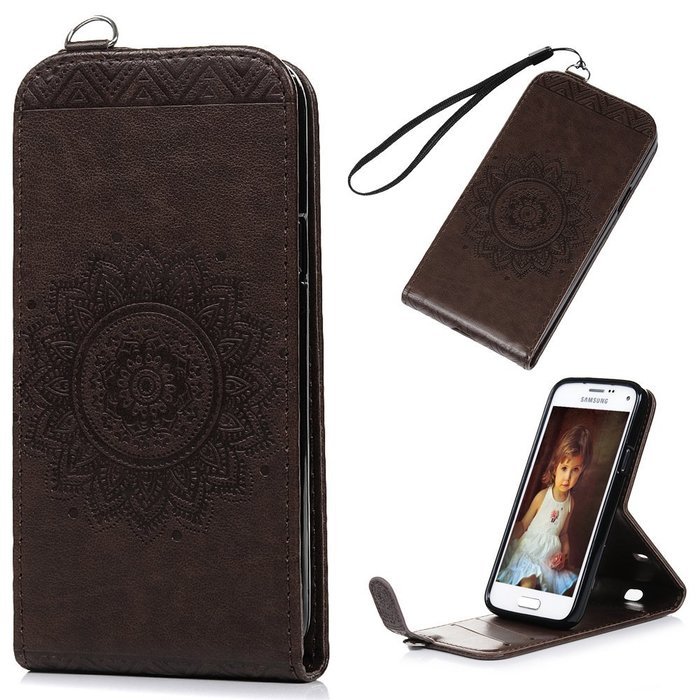 Badalink Galaxy S5 Mini Up-Down Open Folio Flip Case Kickstand Vertical PU Leather Embossed Totem Magnetic Snap... N67