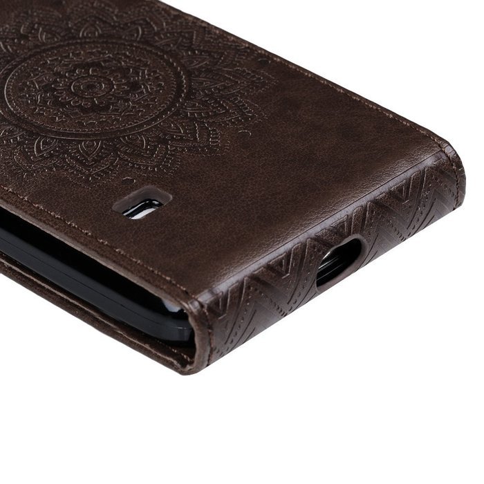 Badalink Galaxy S5 Mini Up-Down Open Folio Flip Case Kickstand Vertical PU Leather Embossed Totem Magnetic Snap... N68