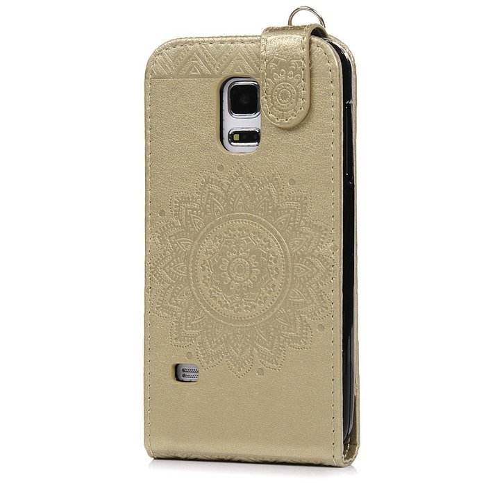 Badalink Galaxy S5 Mini Up-Down Open Folio Flip Case Kickstand Vertical PU Leather Embossed Totem Magnetic Snap... N69