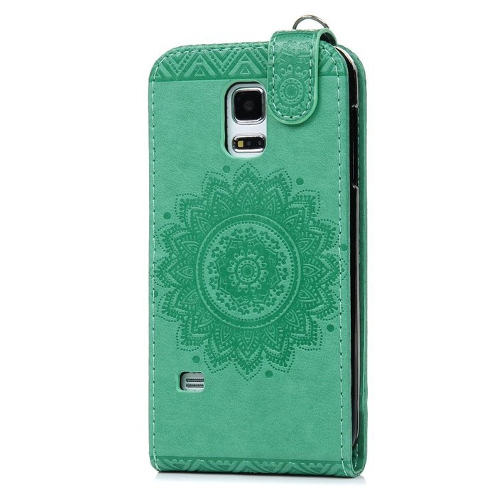 Badalink Galaxy S5 Mini Up-Down Open Folio Flip Case Kickstand Vertical PU Leather Embossed Totem Magnetic Snap... N72