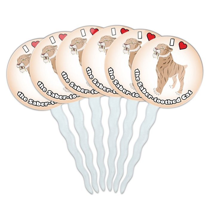 Set of 6 Cupcake Picks Toppers Decoration I Love Heart - Sloths N25