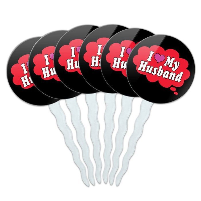 Set of 6 Cupcake Picks Toppers Decoration I Love Heart - Sloths N32