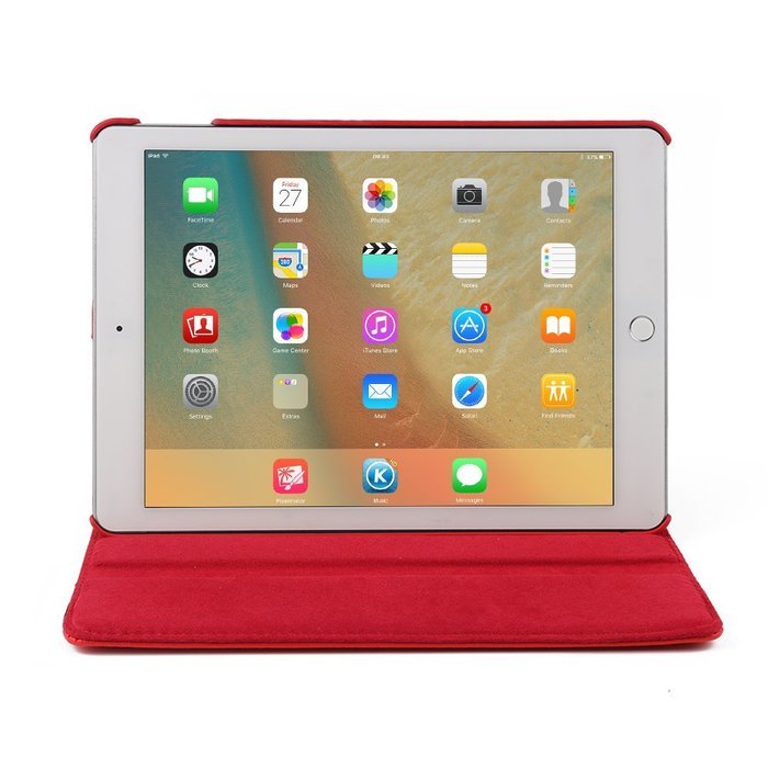 ipad Case Red,TechCode 360 Degrees Rotating Magnetic PU Leather with Stand Smart Auto Sleep/Wake Feature Case... N17