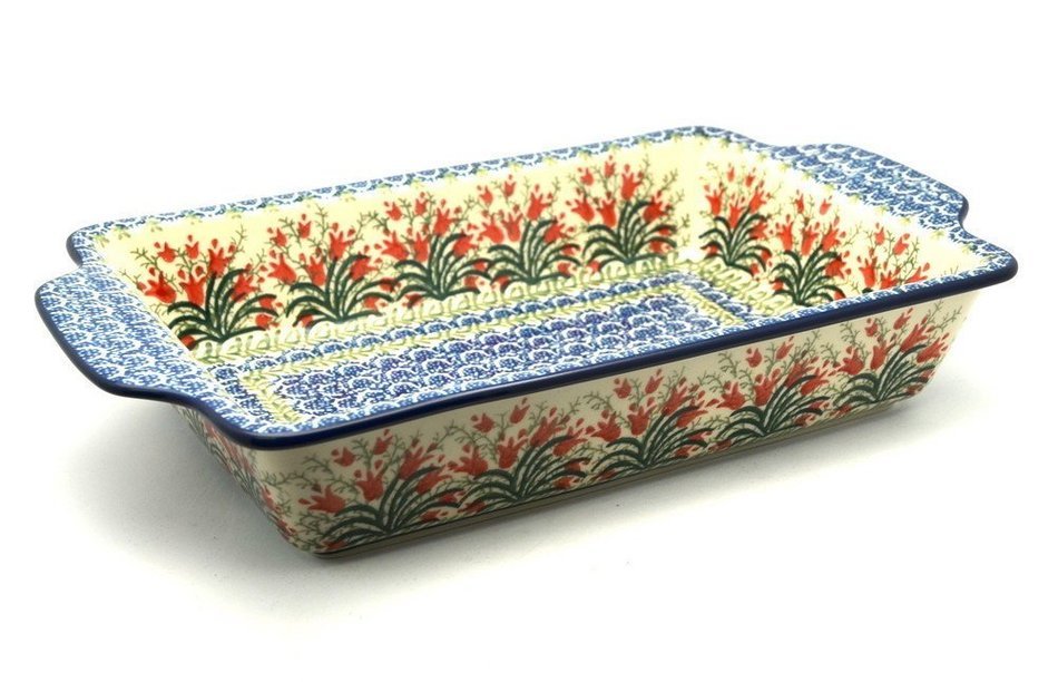 Polish Pottery Baker - Rectangular Brownie Pan - Crimson Bells
