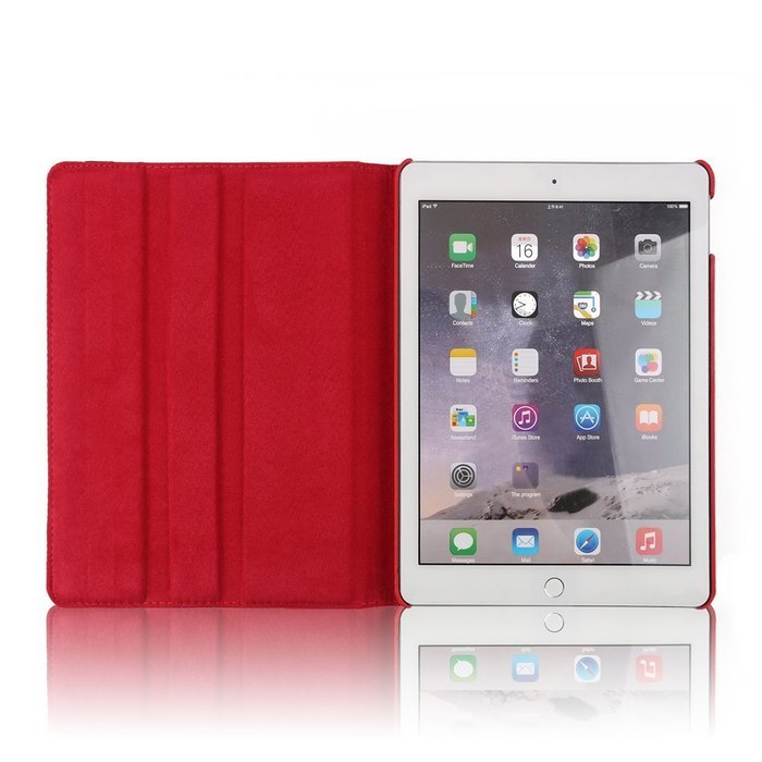 ipad Case Red,TechCode 360 Degrees Rotating Magnetic PU Leather with Stand Smart Auto Sleep/Wake Feature Case... N18