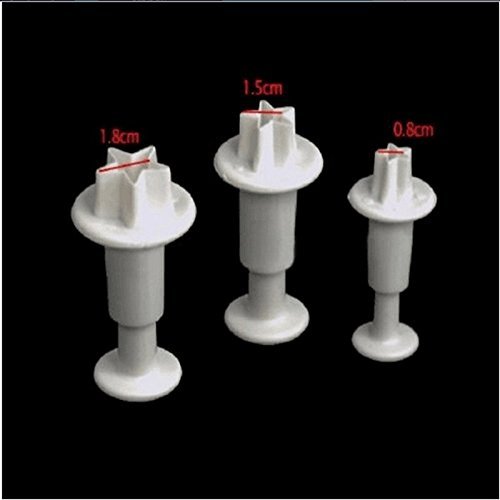 Drhob 3pcs/set Star Plunger Cutter Set Fondant Mold Cutter Sugarcraft Cake Cookie Decorating Tool N2