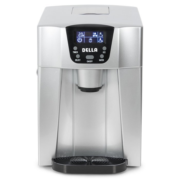 Della 2-in-1 Water Dispenser w/ Built-In Ice Maker Freestanding Machine, 2-Size Cube (26lb per Day) -Silver N6