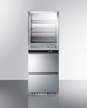 Summit RFBW62D 24" 4 cu. ft. Upper Warming Cabinet and 3.4 cu. ft. Lower Drawer Refrigerator with Digital Thermostat...