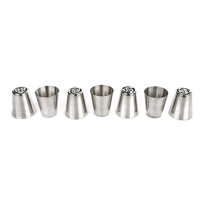Hommii 7pcs/set Russian Icing Piping Nozzles Cake Decoration Tips Home Baking DIY Tool Tulip Rose Nozzle Tip