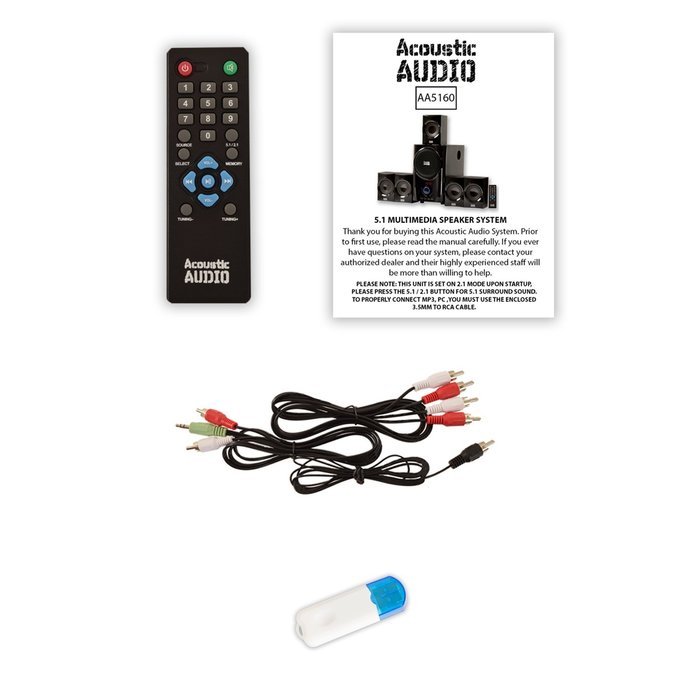 Acoustic Audio AA5160 Home Theater 5.1 Speaker System with USB Bluetooth and FM Tuner N2
