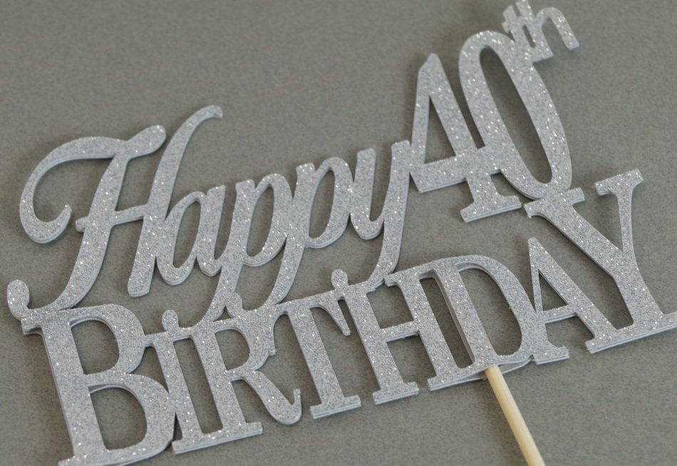 Silver Happy 40th Birthday Cake Topper N2