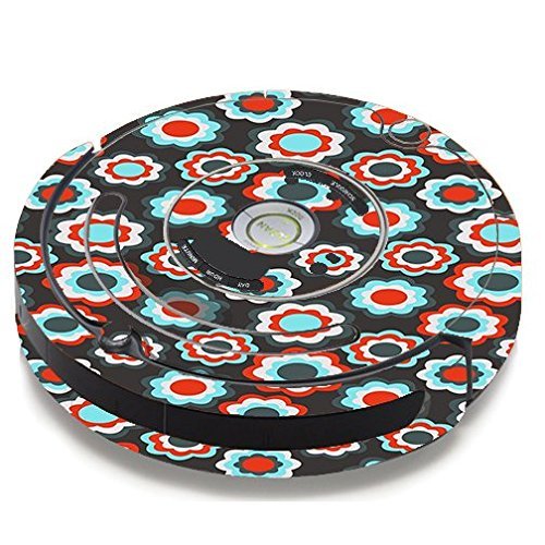 Skin Decal Vinyl Wrap For IRobot Roomba 650 655 Vacuum / Retro Flowers