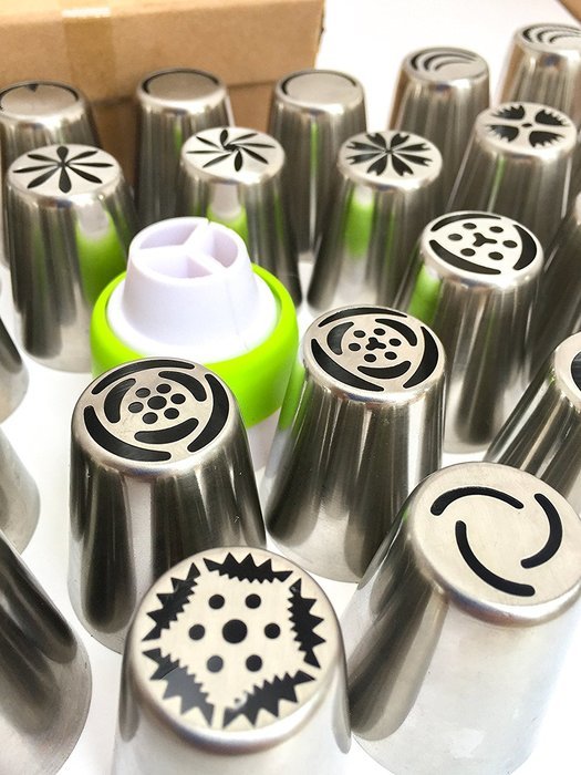 38 Piece - Complete Russian Piping Tips Set - Schast'ye Original - Includes: 32 Stainless Steel Piping Tips +... N4