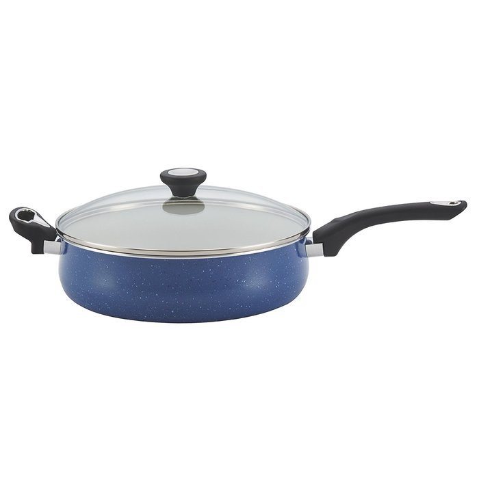 Farberware New Traditions Speckled Aluminum Nonstick 5-Quart Jumbo Cooker with Helper Handle, Blue with Black... N3