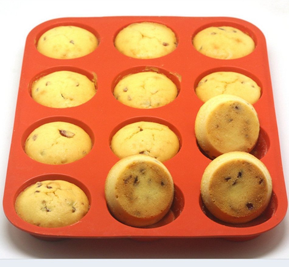 Muffin Cups Each Egg Tarts Silicone Cake Mold Baking Tools A Microwave Oven Use Baking Tray .(12 each) (12) N10