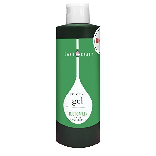 Cake Craft Coloring Gel - Rustic Green, 250gr [8.82 Oz] - GREAT FOR WHIPPED TOPPINGS, BUTTERCREAM ICINGS, FONDANT...
