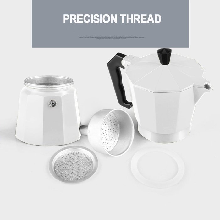 Hmlai Hot Sale 240 ML Aluminum Moka Express Made in Italy 6 Cup Stovetop Espresso Maker + One Coffee Spoon (stainess... N25
