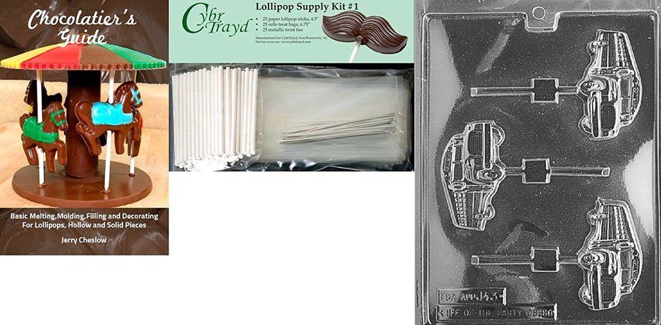Cybrtrayd J043 School Bus Lolly Chocolate Candy Mold with Exclusive Cybrtrayd Copyrighted Chocolate Molding Instructions N10