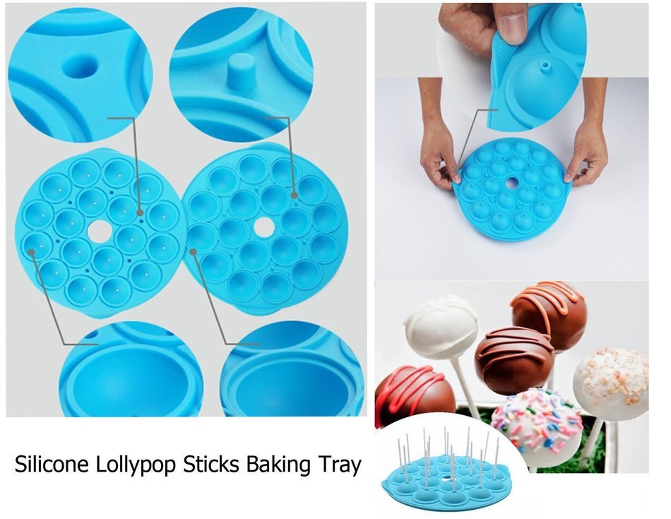 18 Silicone Ball Shaped Pop Cupcake Mold , Lollypop Sticks Baking Tray for Baking Hard Candy Chocolate with Silicone... N2