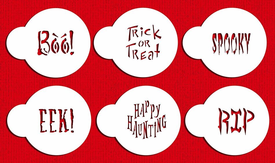 Designer Stencils C574 Small Halloween Cookie Stencil Sayings, Beige/semi-transparent N2
