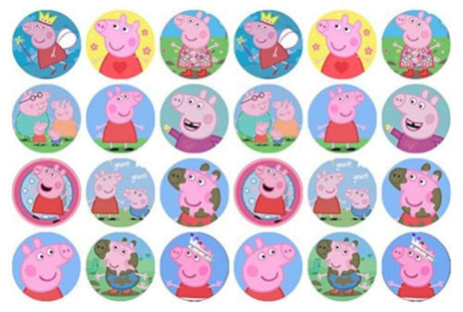 24 PEPPA PIG EDIBLE WAFER RICE PAPER CUPCAKE CUP CAKE DECORATION IMAGE TOPPERS