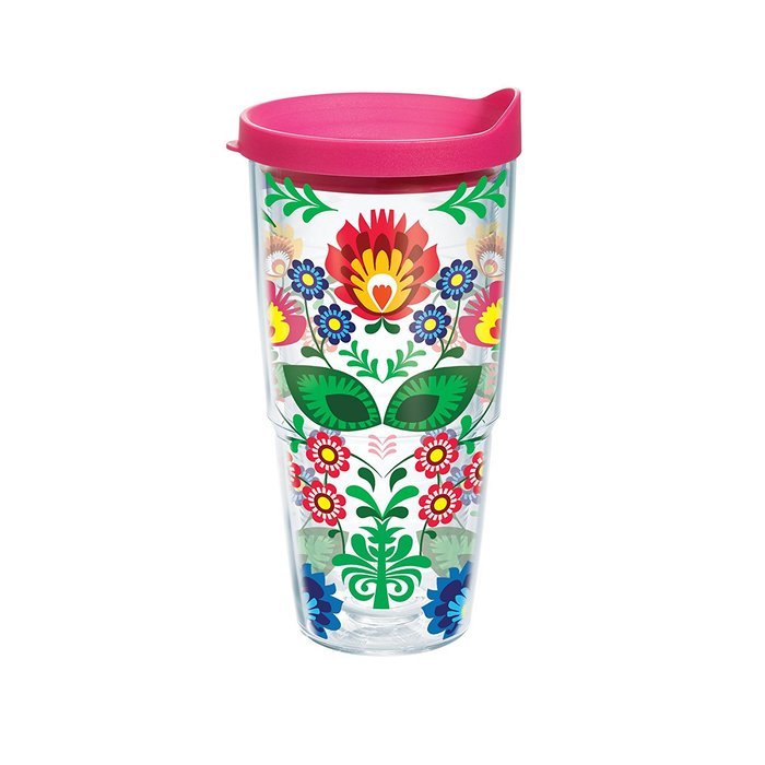 Tervis Folk Heritage Tumbler with Travel Lid, 16 oz, Clear