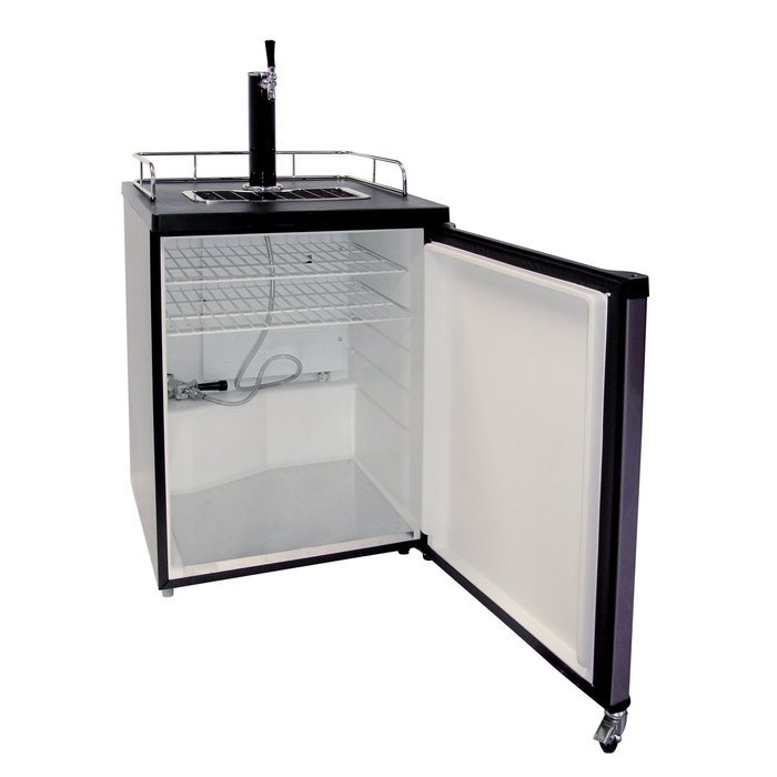 Vinotemp VT-FULLKEG Full Keg Beer Dispenser with Empty CO2 Tank and Gauge, Silver/Black N2