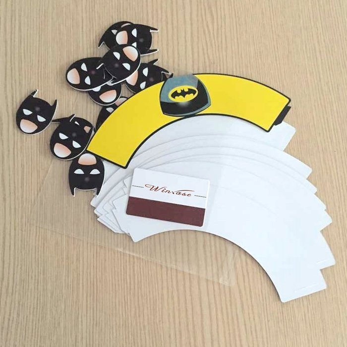 Winrase&reg; Set of 12 Chic Batman Mouth Kids Birthday Party Decoration Paper Cupcake Liner Wrap Wrappers with Toppers... N49