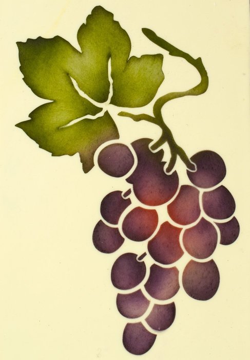 Designer Stencils C070 Single Grape Cake Stencil, Beige/semi-transparent N2