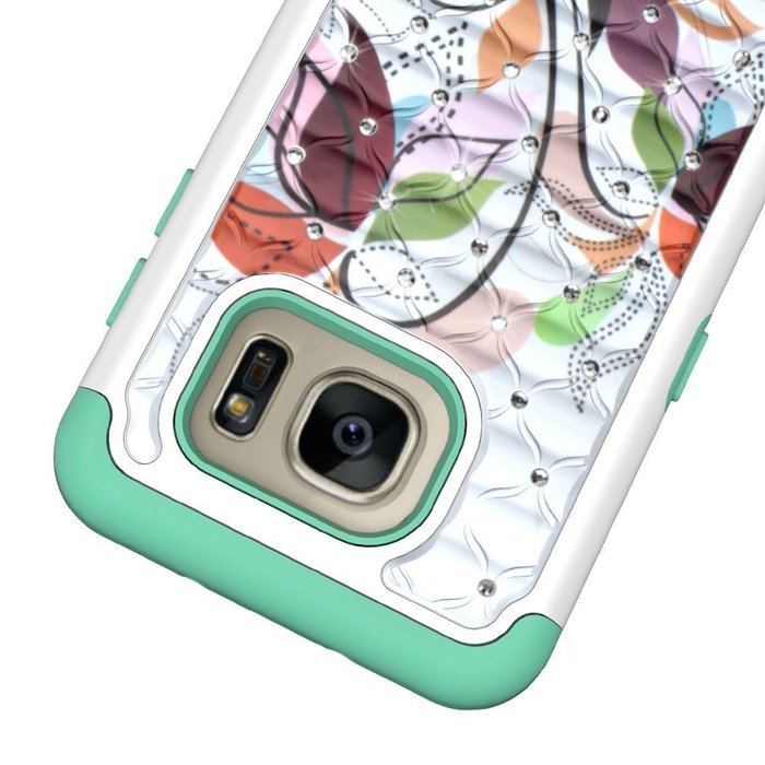 Galaxy S7 Edge Case, HLCT Rugged Shock Proof Dual-Layer Case for Samsung Galaxy S7 Edge (2016) (Green White A) N12