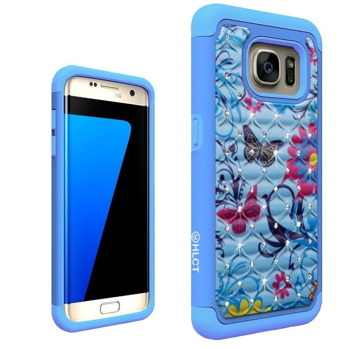 Galaxy S7 Edge Case, HLCT Rugged Shock Proof Dual-Layer Case for Samsung Galaxy S7 Edge (2016) (Green White A) N18