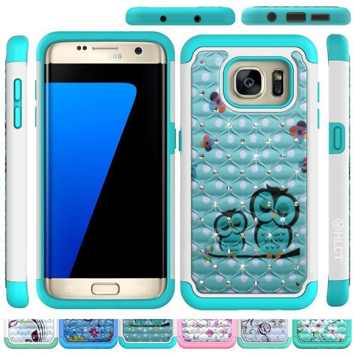 Galaxy S7 Edge Case, HLCT Rugged Shock Proof Dual-Layer Case for Samsung Galaxy S7 Edge (2016) (Green White A) N22
