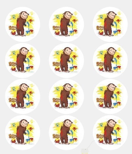 1 X Cute Curious George Monkey Edible Cake Image Topper N2