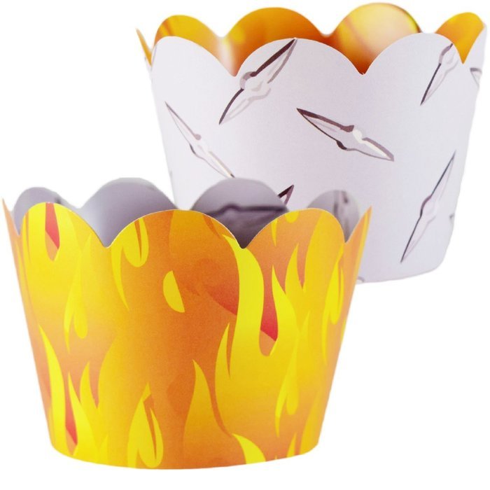 Fire Truck Flame Theme Cupcake Wrappers, Blaze, Confetti Couture Party Supplies, 36 Wraps N8