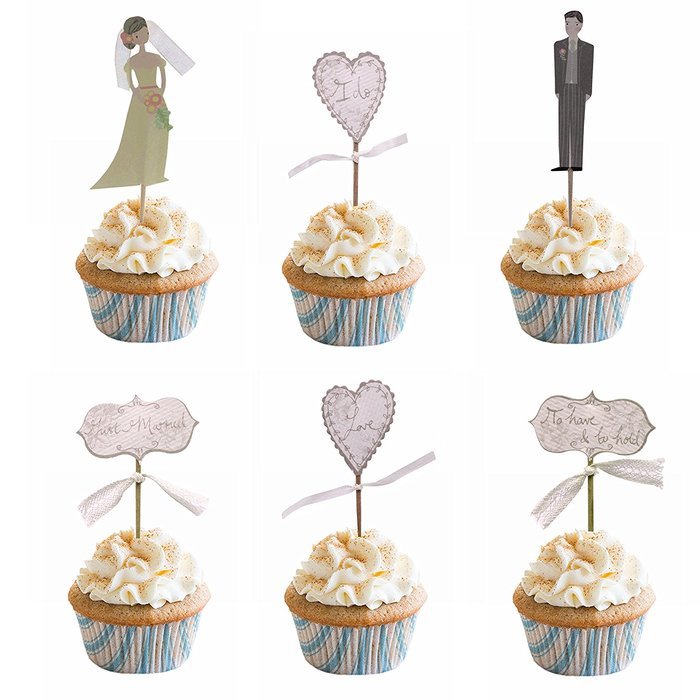 M2cbridge 48 Pack Ballerina Fairy Cupcake Toppers Cupcake Sticks Food Flags for Weddings or Parties (12 Bride+... N6