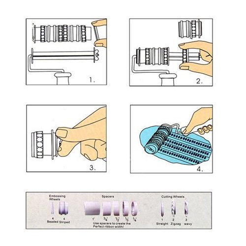 TOOGOO(R) Fondant Ribbon Cutter Roller Embosser Cake Becorating N6