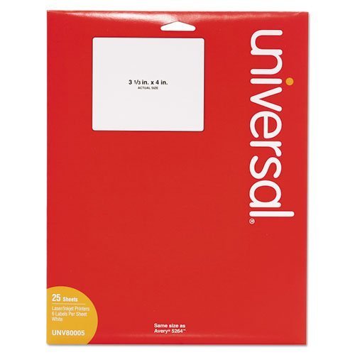Universal Office Products 80005 Inkjet & Laser Printer Labels- White