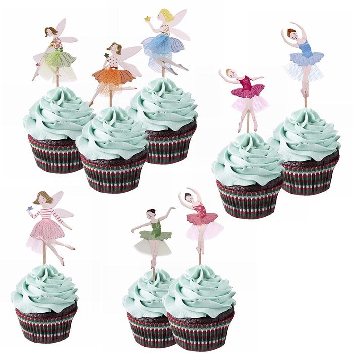 M2cbridge 48 Pack Ballerina Fairy Cupcake Toppers Cupcake Sticks Food Flags for Weddings or Parties (12 Bride+... N8