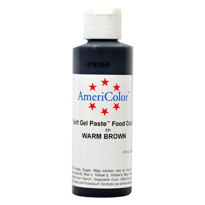 WARM BROWN SOFT GEL PASTE 4.5 OZ Cake Decorating