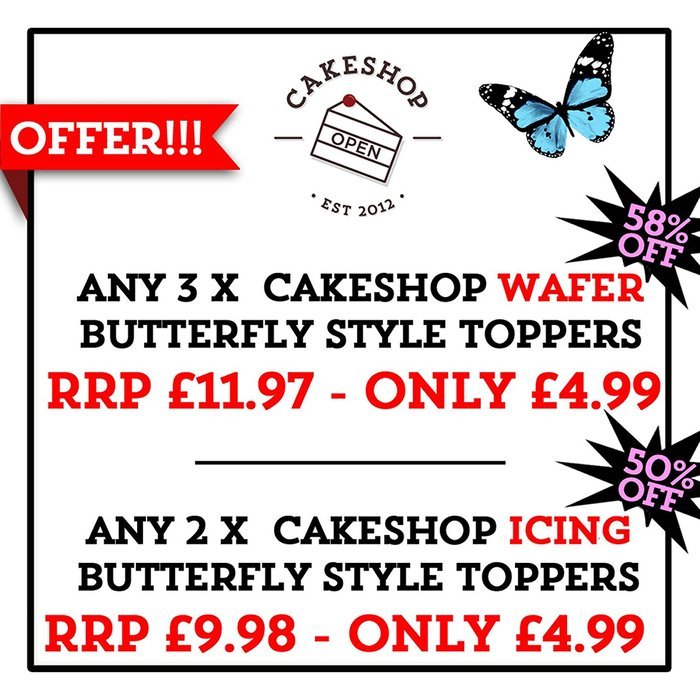 Cakeshop 12 x PRE-CUT Purple Edible Butterfly Cake Toppers N2