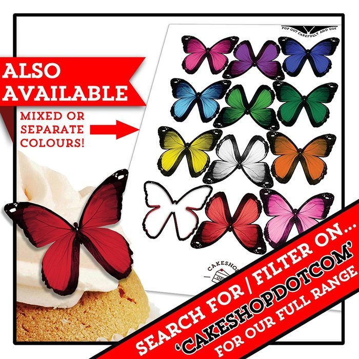 Cakeshop 12 x PRE-CUT Purple Edible Butterfly Cake Toppers N3