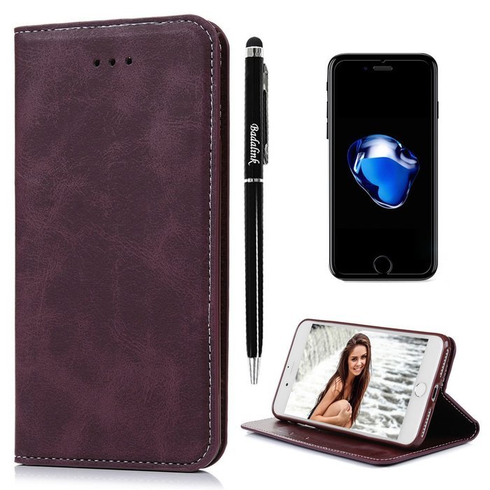 iPhone 7 Case (4.7 inch) - Book Style Wallet Stand Case Magnetic Smart Closure PU Leather Case Shockproof Soft... N39