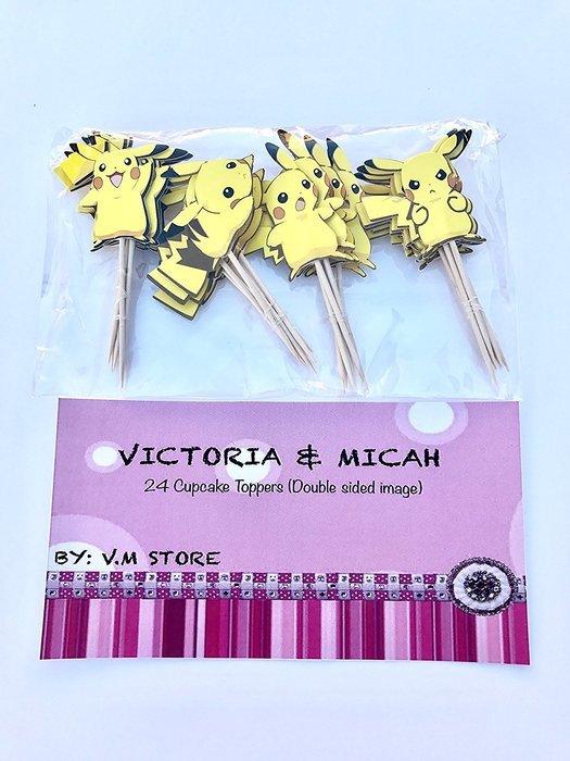 VM Pokemon Go "PIKACHU" 24 Piece Cupcake Topper (double sided) N2