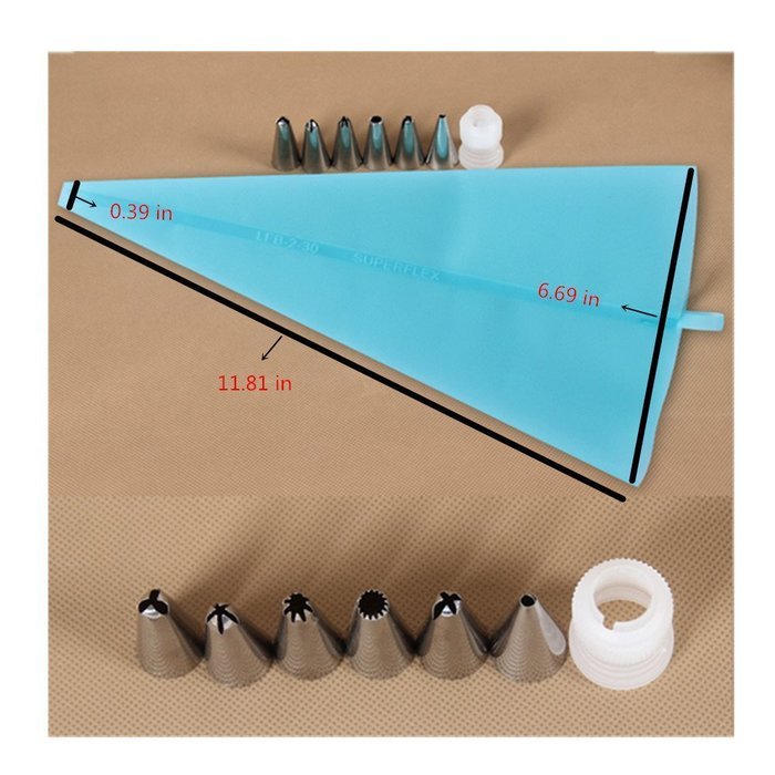 Daixers Pastry Decorating Bags - 8 Piece Cake Decorating Set-Includes Reusable Icing Bag, Coupling, and Nozzles... N4