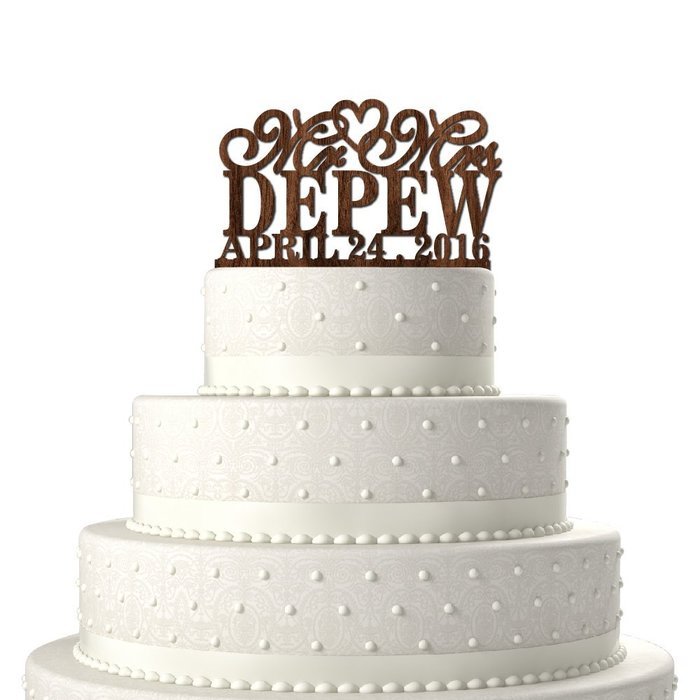 Rustic Wooden Personalized Cake Topper Ply Wedding Cake Topper #56 N2