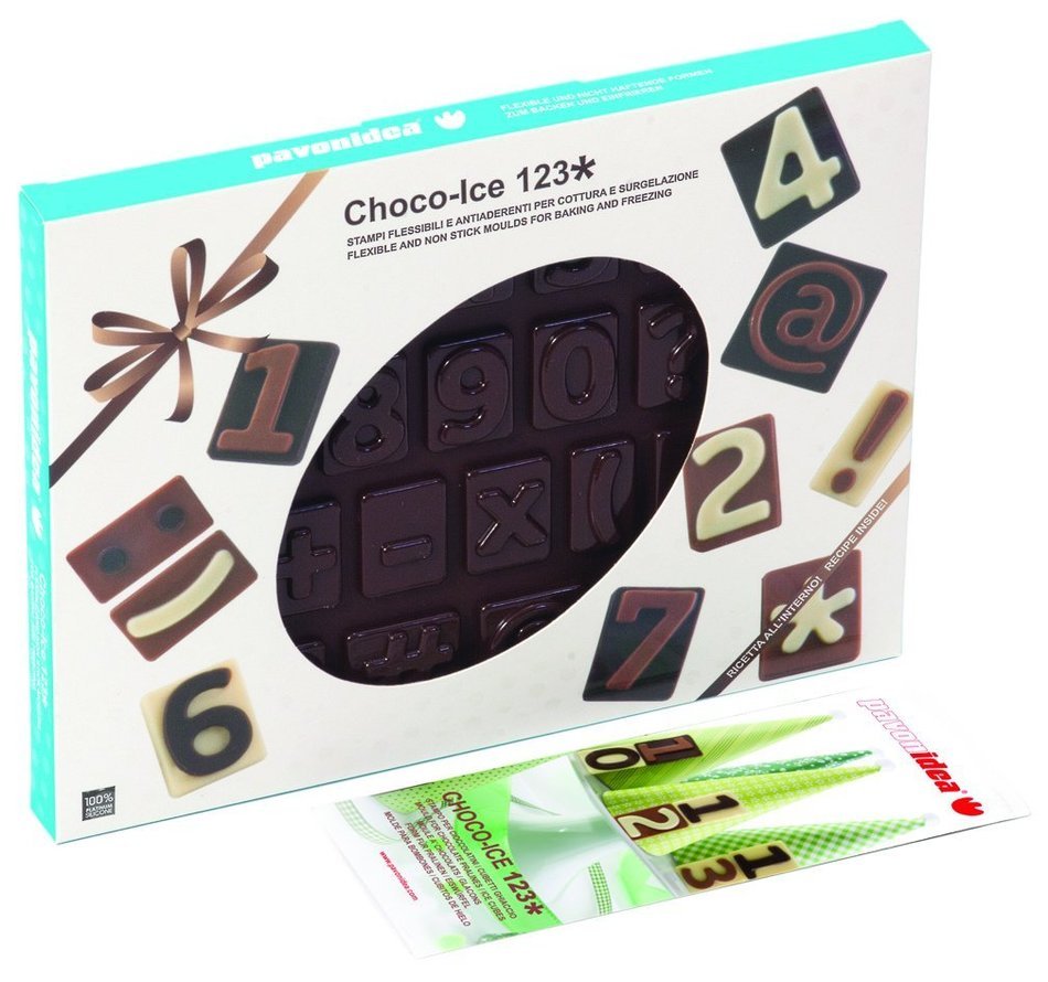 Pavoni CHOCO18S Platinum Silicone Numbers Chocolate Mould, Brown