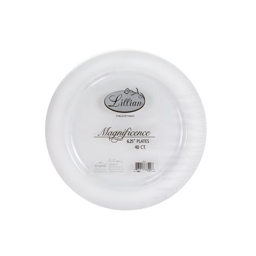 Lillian Tablesettings 40 Count Magnificence Plastic Plates, 7.5", Pearl N3
