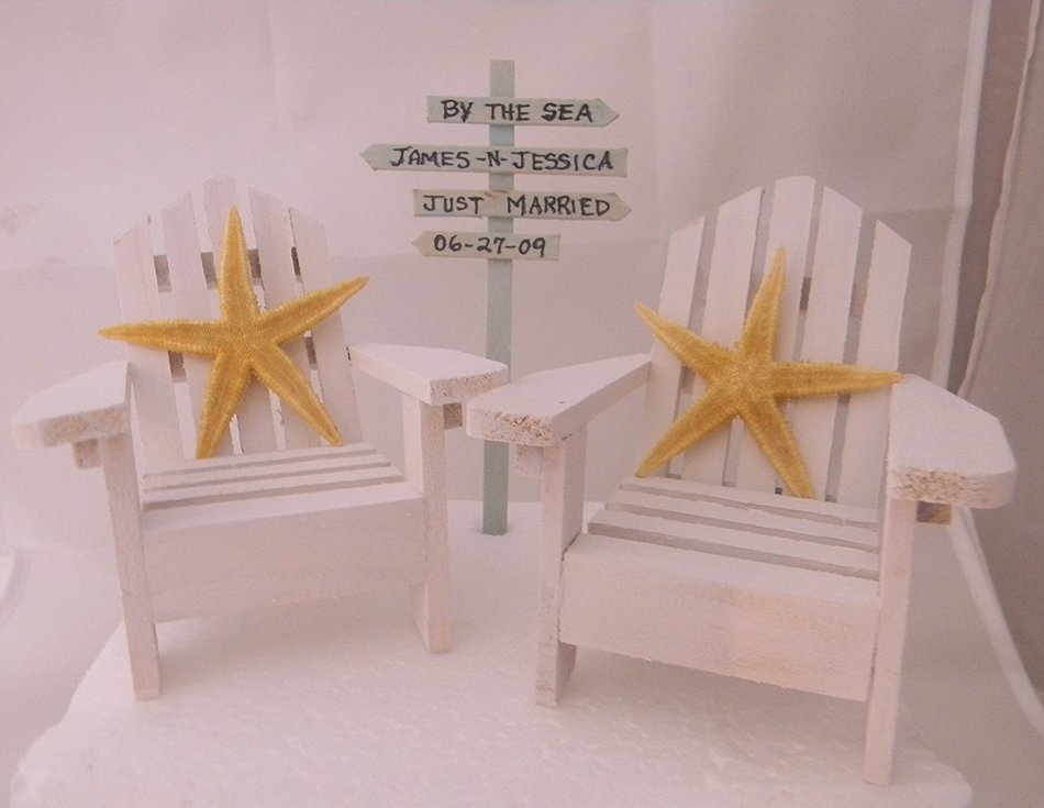 Wedding Reception Adirondack Chairs Beach Real Starfish Cake Topper Sign