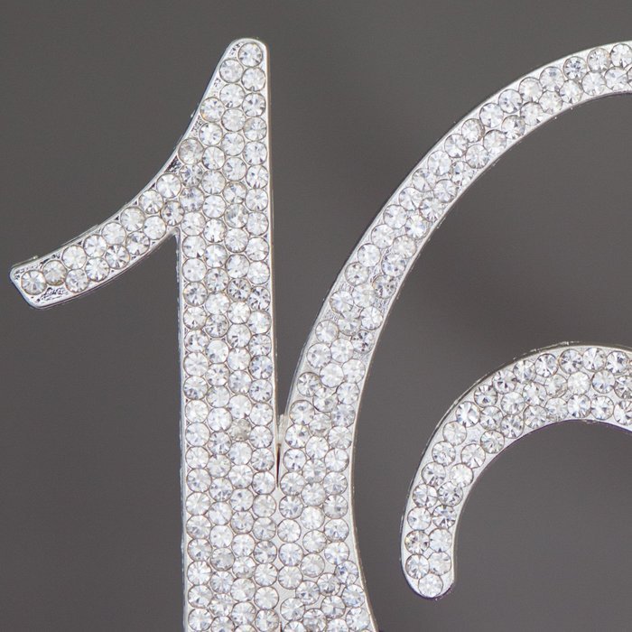 16 Cake Topper 16th Birthday Party Supplies Crystal Rhinestone Decoration (Gold) N7